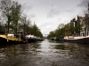 Some houseboats on the canal in Amsterdam.