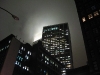 Buildings at night.