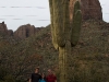 Posing by a large cactus somewhere on the Apache Trail.  Mark, Amanda, Me.